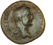 Sestertius - Caracalla AEQVITATI PVBLICAE S C; Tres Monetae obverse image