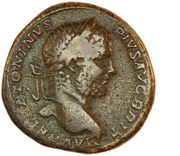 Sestertius - Caracalla CONCORDIAE AVGG S C; Apollo and Hercules obverse image