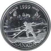 25 Cents - Elizabeth II March; silver, Canada, 1999 reverse image