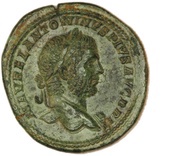 Sestertius - Caracalla CONCORDIAE AVGG S C; Apollo and Hercules obverse image