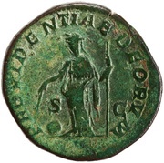 Sestertius - Caracalla PROVIDENTIAE DEORVM S C; Providentia, Rome, 210-213 reverse image