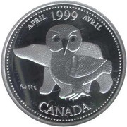25 Cents - Elizabeth II April; silver, Canada, 1999 reverse image