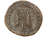 Sestertius - Caracalla and Geta PONTIF TR P XIIII COS III S C, Rome, 211 reverse image