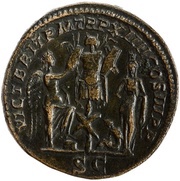 Sestertius - Caracalla VICT BRIT P M TR P XIIII COS III P P S C; Victory, Rome, 211 reverse image