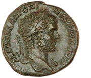Sestertius - Caracalla VICT BRIT P M TR P XIIII COS III P P S C; Victory obverse image