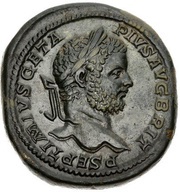 Sestertius - Geta FORT RED TR P III COS II P P S C; Fortuna obverse image
