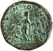 Sestertius - Julia Domna IVNONEM S C; Juno, Rome, 211-217 reverse image