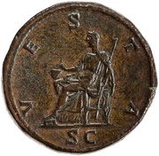 Sestertius - Julia Domna VESTA S C; Vesta, Rome, 211-217 reverse image