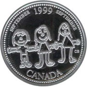 25 Cents - Elizabeth II September; silver, Canada, 1999 reverse image