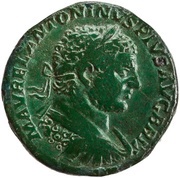 Sestertius - Caracalla P M TR P XVI COS IIII P P S C; Mars obverse image