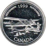 25 Cents - Elizabeth II November; silver, Canada, 1999 reverse image
