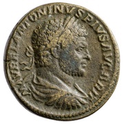 Sestertius - Caracalla P M TR P XVII IMP III COS IIII P P S C; Mars and Victory obverse image