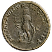 Sestertius - Caracalla P M TR P XVII IMP III COS IIII P P S C; Mars and Victory, Rome, 214 reverse image