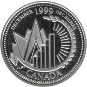 25 Cents - Elizabeth II December; silver, Canada, 1999 reverse image