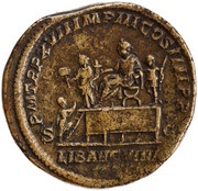 Sestertius - Caracalla P M TR P XVII IMP III COS IIII P P S C LIB AVG VIIII; Liberalitas, Rome, 214 reverse image