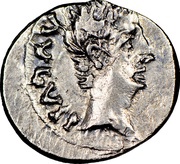 Quinarius - Augustus P CARISI LEG; Victory obverse image