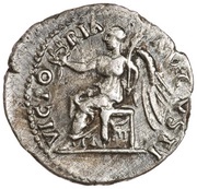 Quinarius - Vespasian VICTORIA AVGVSTI; Victory, Rome, 73 reverse image