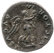 Quinarius - Vespasian VICTORIA AVGVSTI; Victory, Rome, 74 reverse image