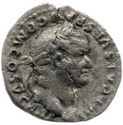 Quinarius - Vespasian VICTORIA AVGVSTI; Victory obverse image