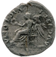 Quinarius - Vespasian VICTORIA AVGVSTI; Victory, Rome, 74 reverse image