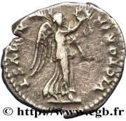 Quinarius - Vespasian VICTORIA AVGVST; Victory, Rome, 75 reverse image