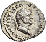 Quinarius - Vespasian VICTORIA AVGVSTI; Victory obverse image
