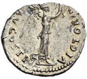 Quinarius - Vespasian VICTORIA AVGVSTI; Victory, Rome, 75 reverse image