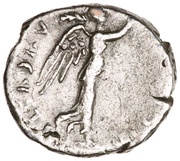 Quinarius - Vespasian VICTORIA AVGVSTI; Victory, Rome, 75 reverse image