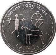 25 Cents - Elizabeth II February, Canada, 1999 reverse image