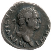 Quinarius - Vespasian VICTORIA AVGVSTI; Victory obverse image