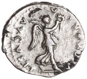 Quinarius - Titus VICTORIA AVGVSTI; Victory, Rome, 75 reverse image