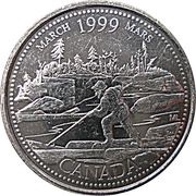 25 Cents - Elizabeth II March, Canada, 1999 reverse image