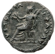Quinarius - Domitian VICTORIA AVGVST; Victory, Rome, 75 reverse image