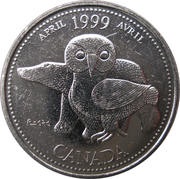 25 Cents - Elizabeth II April, Canada, 1999 reverse image