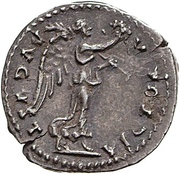 Quinarius - Titus VICTORIA AVGVST; Victory, Rome, 79-80 reverse image