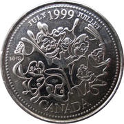 25 Cents - Elizabeth II July, Canada, 1999 reverse image