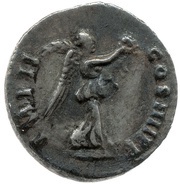 Quinarius - Nerva IMP II COS IIII P P; Victory, Rome, 98 reverse image