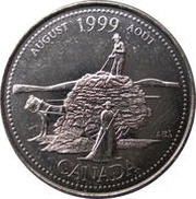 25 Cents - Elizabeth II August, Canada, 1999 reverse image