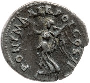 Quinarius - Trajan PONT MAX TR POT COS II; Victory, Rome, 98-99 reverse image