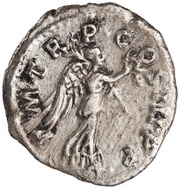 Quinarius - Trajan P M TR P COS III P P; Victory, Rome, 100 reverse image