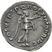 Quinarius - Trajan COS V P P S P Q R OPTIMO PRINC; Victory, Rome, 103-111 reverse image