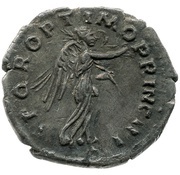 Quinarius - Trajan S P Q R OPTIMO PRINCIPI; Victory, Rome, 103-111 reverse image