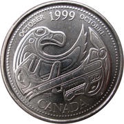 25 Cents - Elizabeth II October, Canada, 1999 reverse image