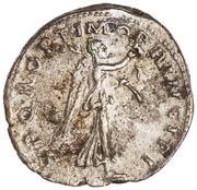 Quinarius - Trajan S P Q R OPTIMO PRINCIPI; Victory, Rome, 112-114 reverse image