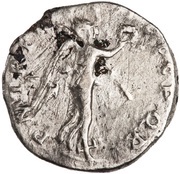 Quinarius - Trajan P M TR P COS VI P P S P Q R; Victory, Rome, 114-117 reverse image