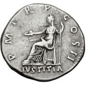Quinarius - Hadrian P M TR P COS DES III; Victory, Rome, 117 reverse image