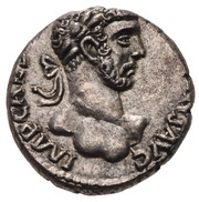 Quinarius - Hadrian P M TR P COS III; Victory obverse image