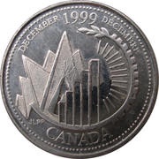 25 Cents - Elizabeth II December, Canada, 1999 reverse image