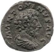 Quinarius - Marcus Aurelius TR P XVIII COS III; Pax obverse image