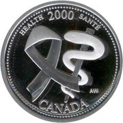 25 Cents - Elizabeth II Health; silver, Canada, 2000 reverse image